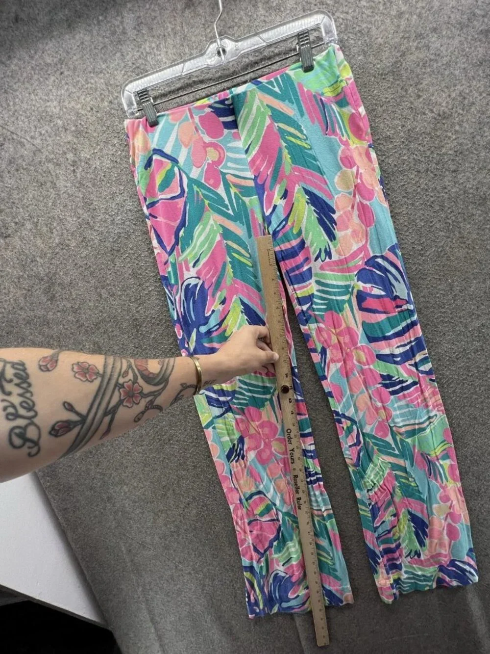 Lilly Pulitzer Sweatpants Womens Small Multicolor Floral Jersey Wide Leg Stretch